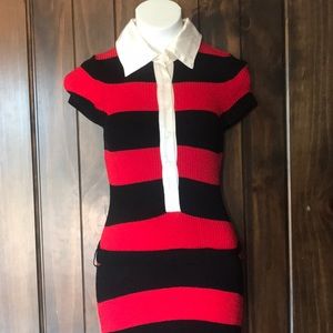 Vintage Red/Black Bebe Sweater Dress